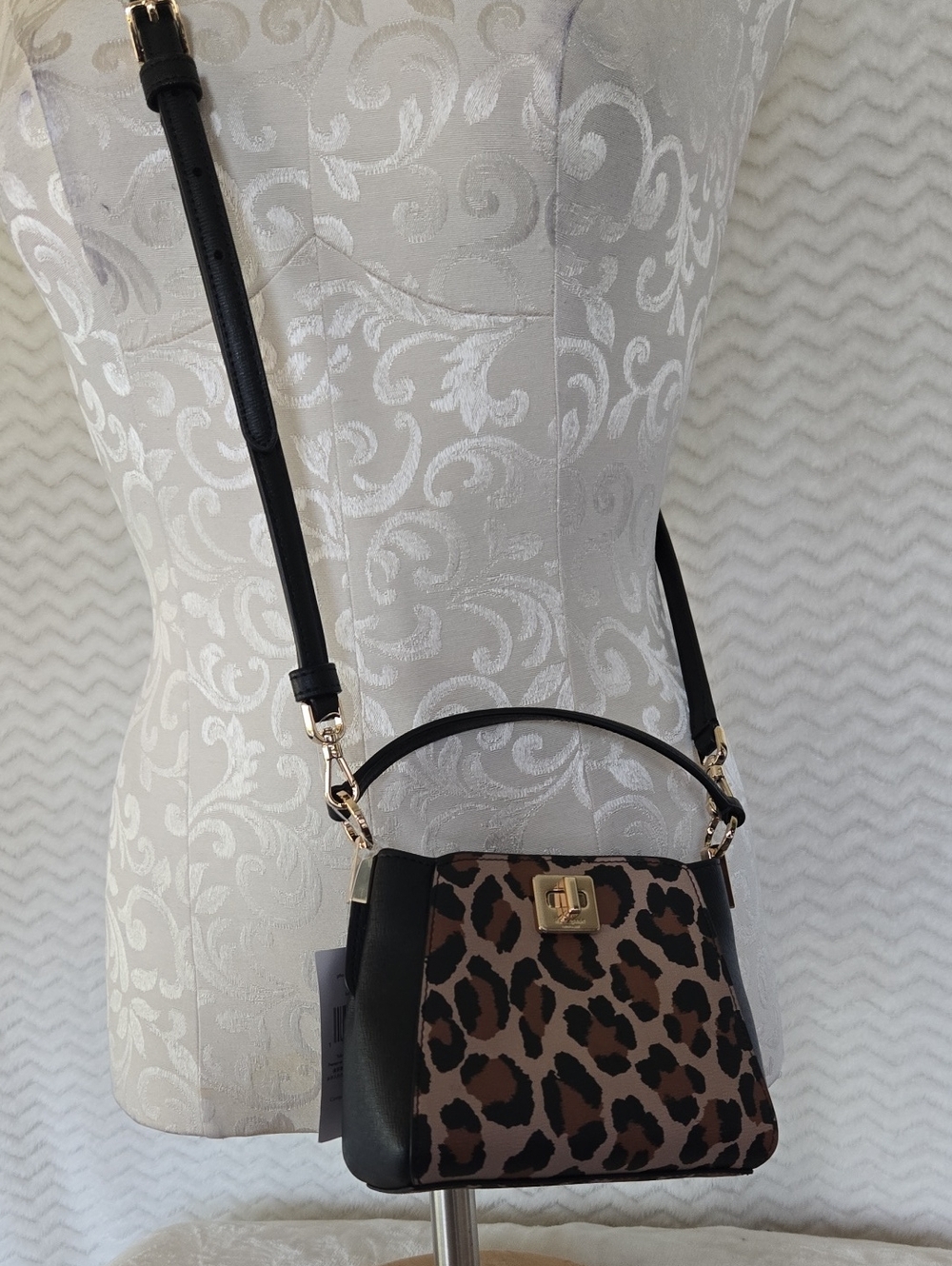 NWT Kate Spade Leopard Print Top-Handle Mini Crossbody Bag